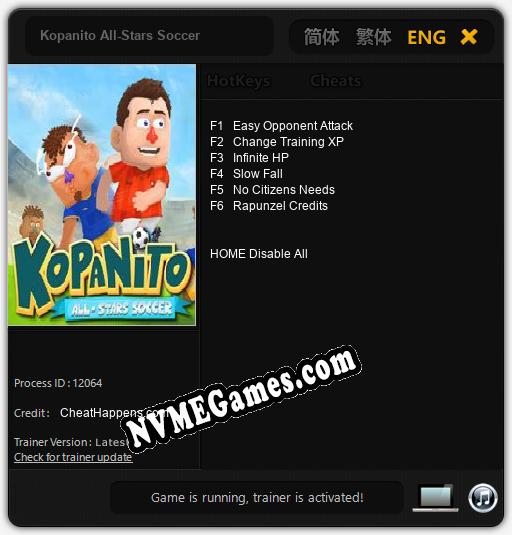 Kopanito All-Stars Soccer: Cheats, Trainer +6 [CheatHappens.com]