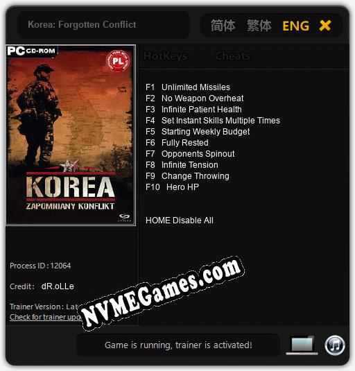 Korea: Forgotten Conflict: Cheats, Trainer +10 [dR.oLLe]