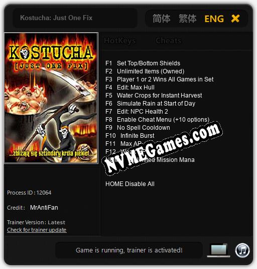 Kostucha: Just One Fix: Treinador (V1.0.32)