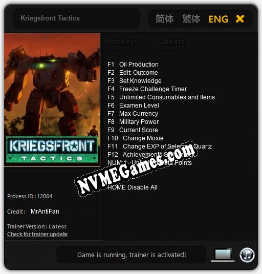 Treinador liberado para Kriegsfront Tactics [v1.0.5]