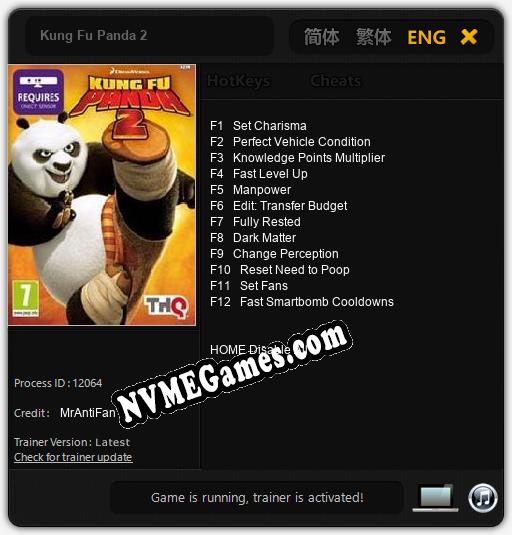 Kung Fu Panda 2: Cheats, Trainer +12 [MrAntiFan]