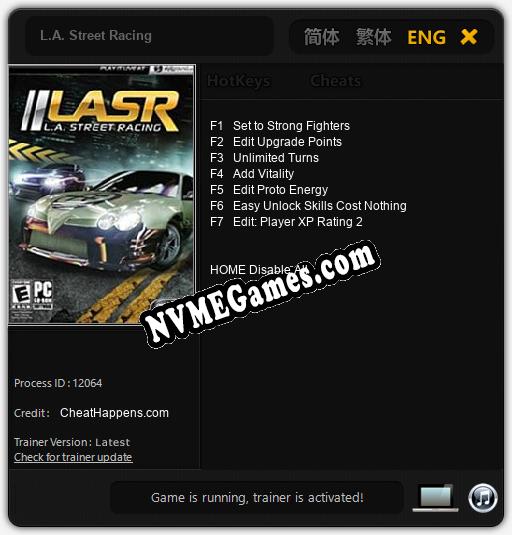 Treinador liberado para L.A. Street Racing [v1.0.1]