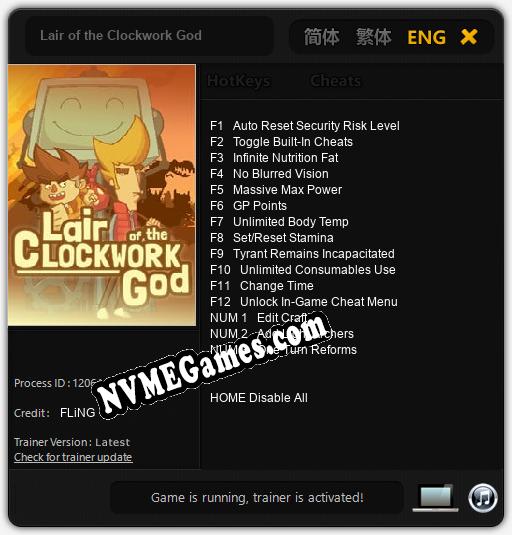 Lair of the Clockwork God: Trainer +15 [v1.5]