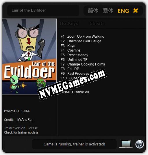Treinador liberado para Lair of the Evildoer [v1.0.5]