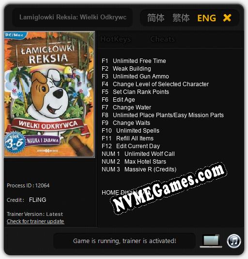 Lamiglowki Reksia: Wielki Odkrywca: Trainer +15 [v1.8]