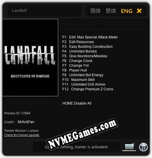 Landfall: Cheats, Trainer +12 [MrAntiFan]