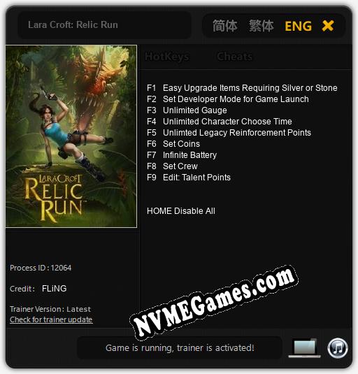 Lara Croft: Relic Run: Trainer +9 [v1.7]