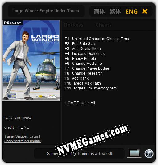 Largo Winch: Empire Under Threat: Cheats, Trainer +11 [FLiNG]