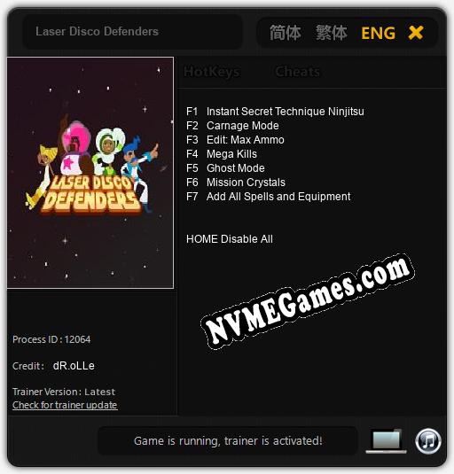 Treinador liberado para Laser Disco Defenders [v1.0.4]