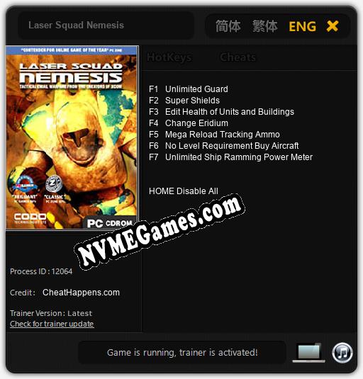 Treinador liberado para Laser Squad Nemesis [v1.0.9]