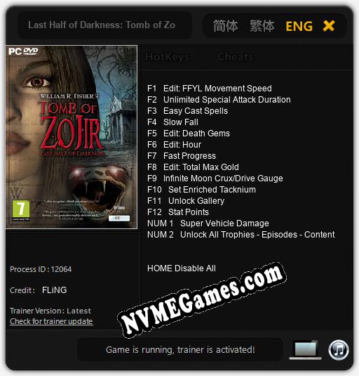 Last Half of Darkness: Tomb of Zojir: Cheats, Trainer +14 [FLiNG]