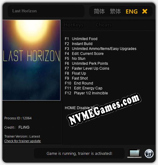 Last Horizon: Cheats, Trainer +12 [FLiNG]