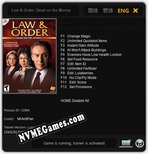 Treinador liberado para Law & Order: Dead on the Money [v1.0.7]