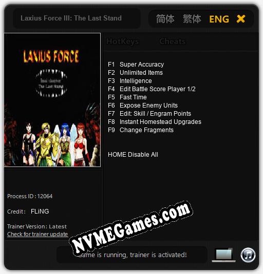 Laxius Force III: The Last Stand: Trainer +9 [v1.3]