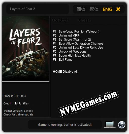 Layers of Fear 2: Cheats, Trainer +8 [MrAntiFan]