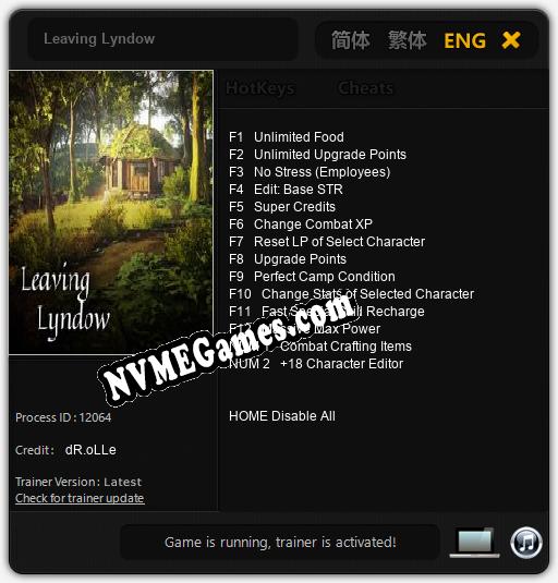 Leaving Lyndow: Trainer +14 [v1.9]