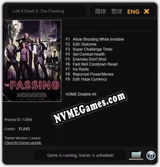 Treinador liberado para Left 4 Dead 2: The Passing [v1.0.7]