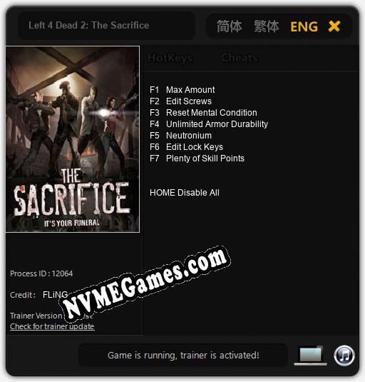 Left 4 Dead 2: The Sacrifice: Treinador (V1.0.47)