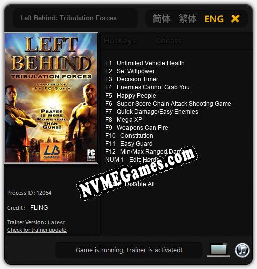 Left Behind: Tribulation Forces: Trainer +13 [v1.6]