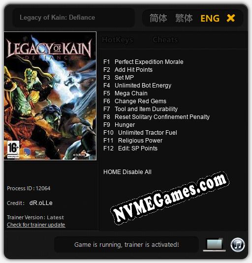 Legacy of Kain: Defiance: Cheats, Trainer +12 [dR.oLLe]