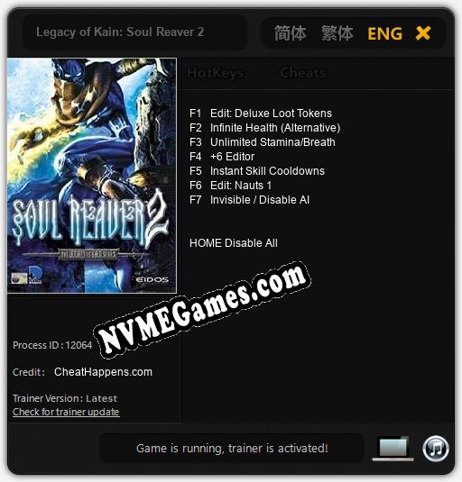 Legacy of Kain: Soul Reaver 2: Cheats, Trainer +7 [CheatHappens.com]