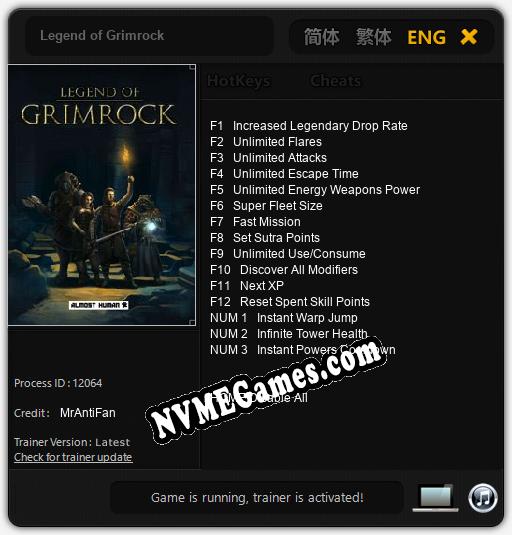 Treinador liberado para Legend of Grimrock [v1.0.6]