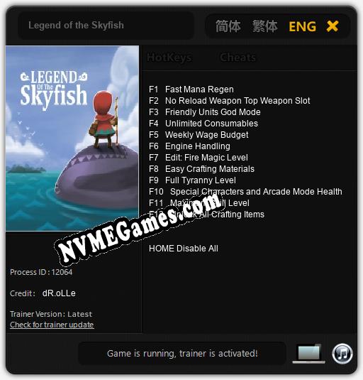 Treinador liberado para Legend of the Skyfish [v1.0.2]