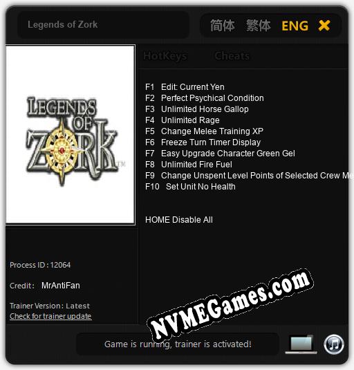 Legends of Zork: Trainer +10 [v1.9]