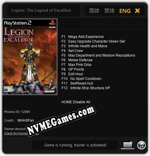 Legion: The Legend of Excalibur: Treinador (V1.0.55)