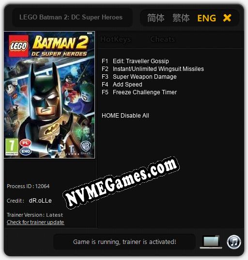 LEGO Batman 2: DC Super Heroes: Treinador (V1.0.31)