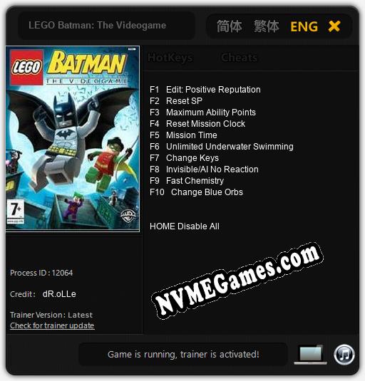 LEGO Batman: The Videogame: Trainer +10 [v1.9]