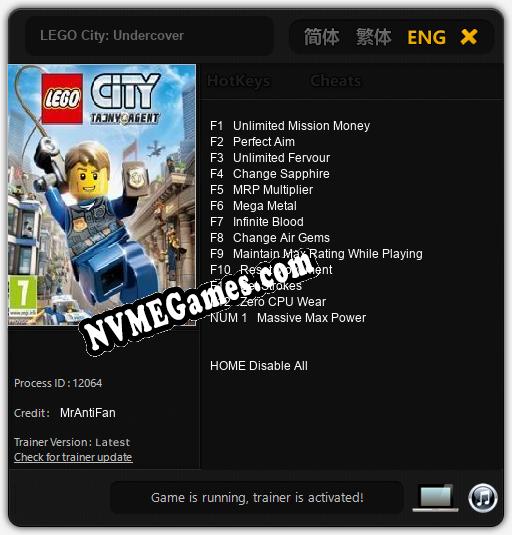 Treinador liberado para LEGO City: Undercover [v1.0.6]