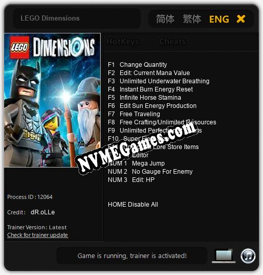 LEGO Dimensions: Cheats, Trainer +15 [dR.oLLe]