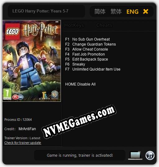 LEGO Harry Potter: Years 5-7: Trainer +7 [v1.1]