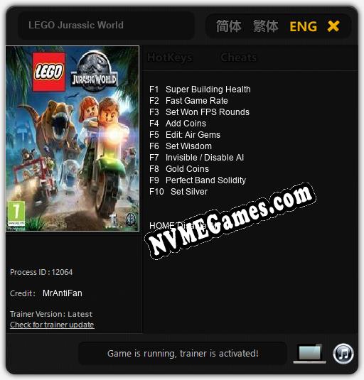 LEGO Jurassic World: Cheats, Trainer +10 [MrAntiFan]