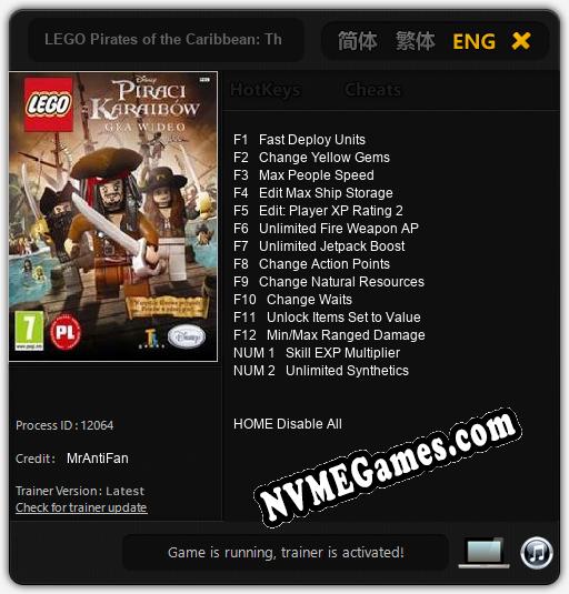 LEGO Pirates of the Caribbean: The Video Game: Trainer +14 [v1.8]