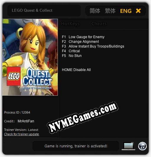 LEGO Quest & Collect: Treinador (V1.0.57)