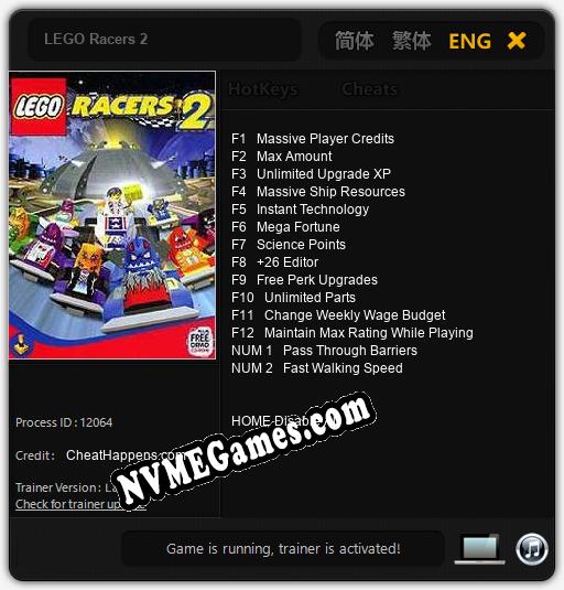 LEGO Racers 2: Treinador (V1.0.73)