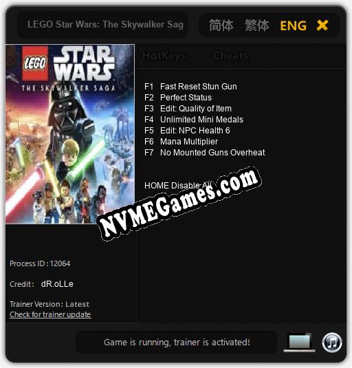 Treinador liberado para LEGO Star Wars: The Skywalker Saga [v1.0.6]