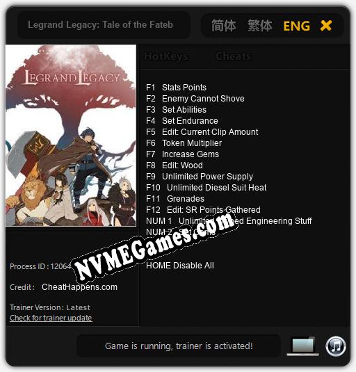 Legrand Legacy: Tale of the Fatebounds: Trainer +14 [v1.8]