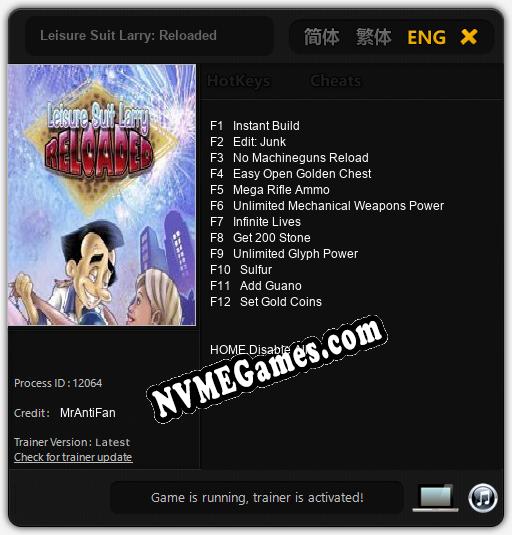 Treinador liberado para Leisure Suit Larry: Reloaded [v1.0.3]