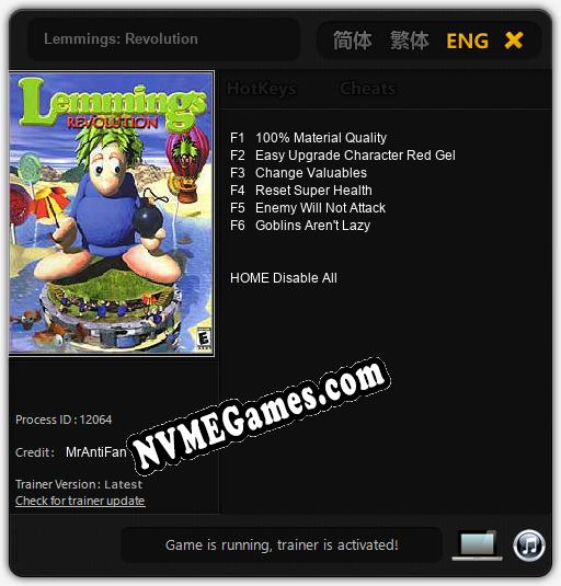 Lemmings: Revolution: Cheats, Trainer +6 [MrAntiFan]