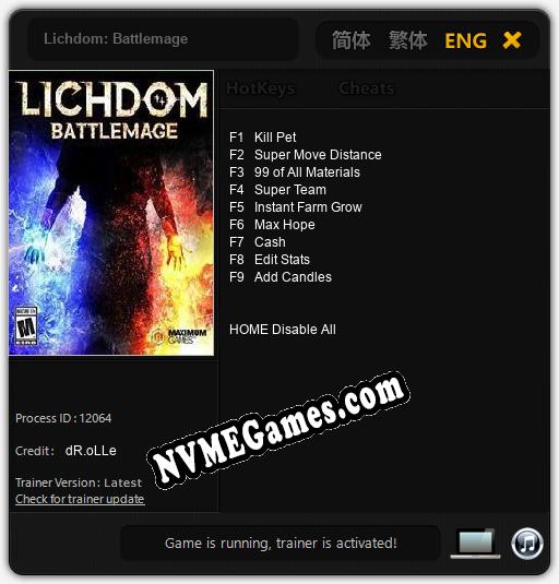 Treinador liberado para Lichdom: Battlemage [v1.0.2]