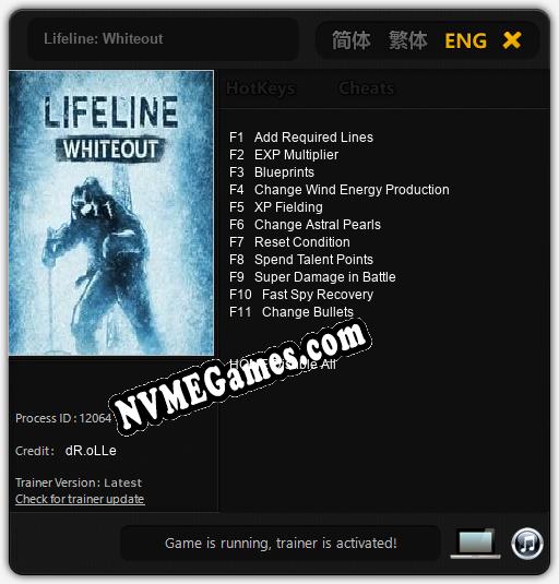 Lifeline: Whiteout: Trainer +11 [v1.2]