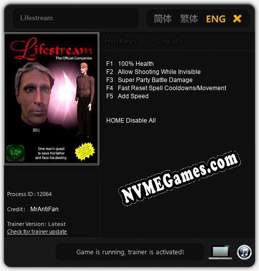 Treinador liberado para Lifestream [v1.0.1]