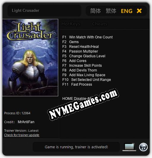 Light Crusader: Trainer +11 [v1.1]