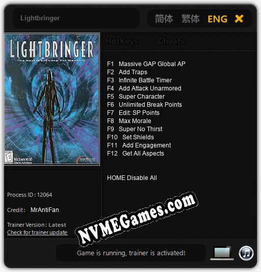 Lightbringer: Trainer +12 [v1.3]