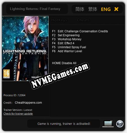 Lightning Returns: Final Fantasy XIII: Cheats, Trainer +6 [CheatHappens.com]