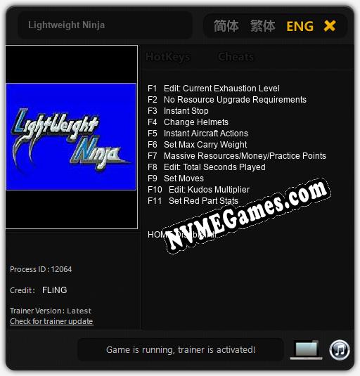 Treinador liberado para Lightweight Ninja [v1.0.6]