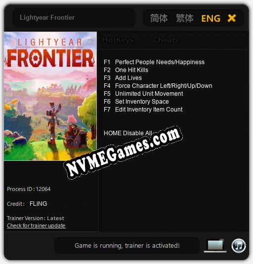 Treinador liberado para Lightyear Frontier [v1.0.9]